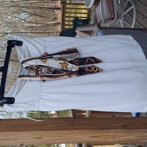 Vintage Express White Strapless Tube Bow Tie Chain Design Top Sz M